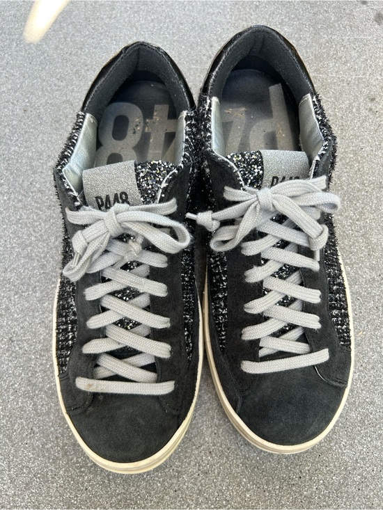 P448 Shoes - Like New P448 ‘John Shaka’ Black and Tweed Low Top Sneakers Women’s Size 8